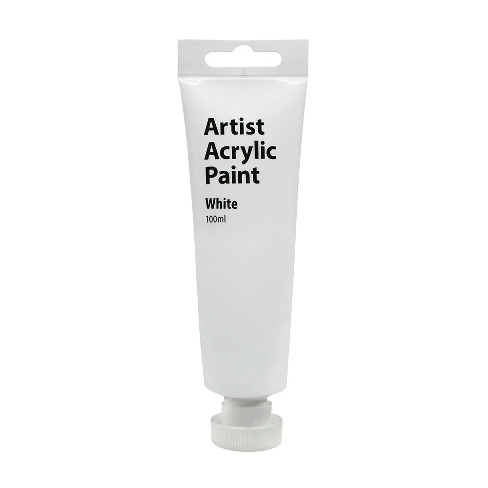 6x Artist 100ml Acrylic Paint Gloss Finish Water Based Painting Crafts White 3+