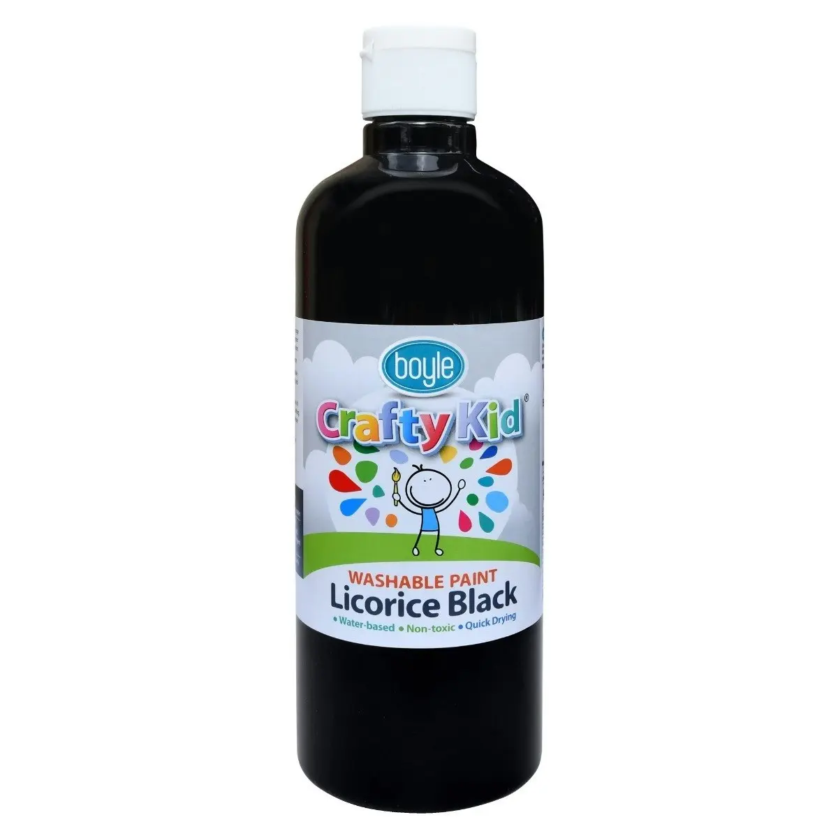 2x Boyle Crafty Kids 500ml Washable Non-Toxic Arts Colour Paint Licorice Black