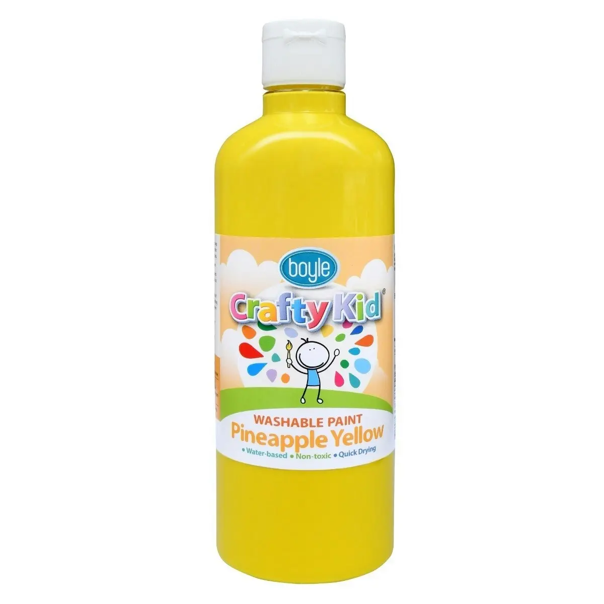 2x Boyle Crafty Kids 500ml Washable Non-Toxic Arts Colour Paint Pineapple Yellow