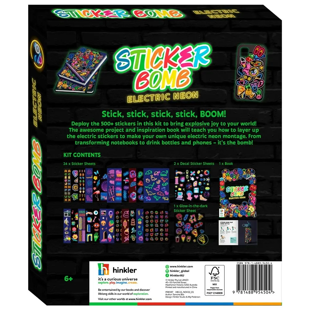 Kaleidoscope Sticker Bomb Electric Neon Kids Activity Book Art/Craft 6y+