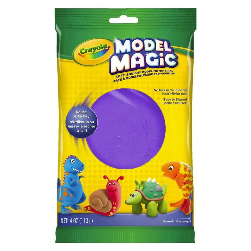 3x Crayola Childrens Creative Model Magic Squishy Material 113gms Purple 36m+