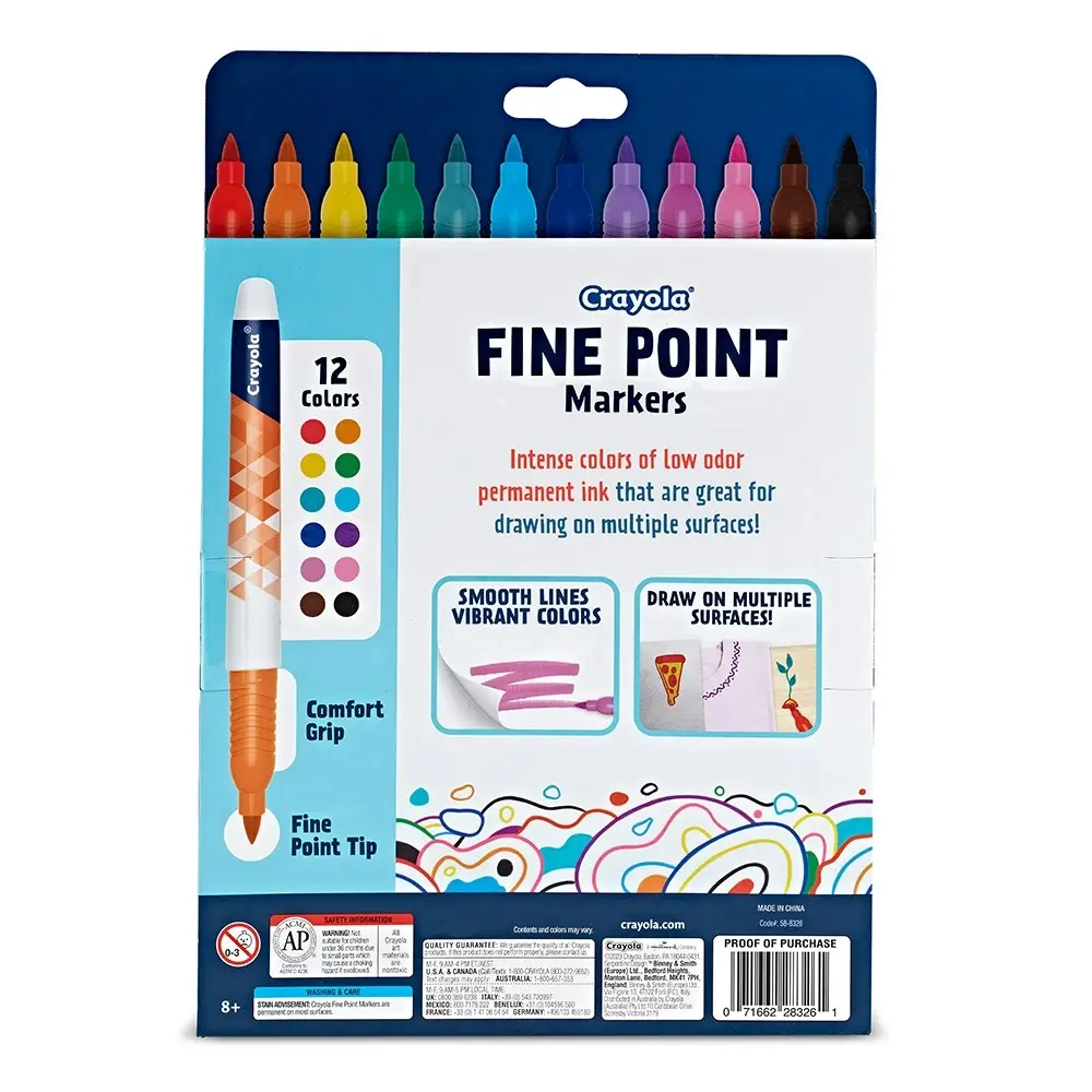 24pc Crayola Kids/Childrens Creative Permanent Fine Point Drawing Markers 96m+