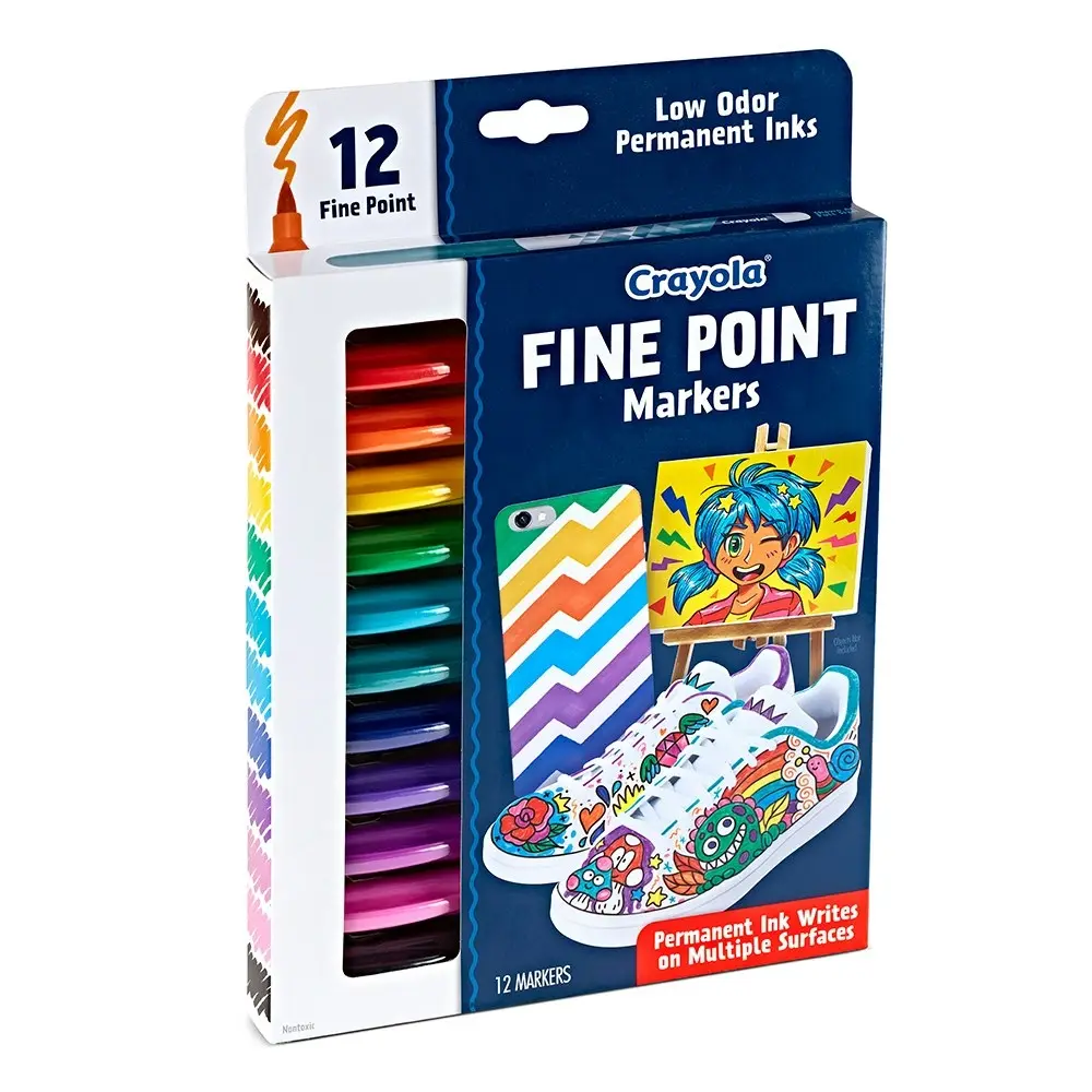 24pc Crayola Kids/Childrens Creative Permanent Fine Point Drawing Markers 96m+