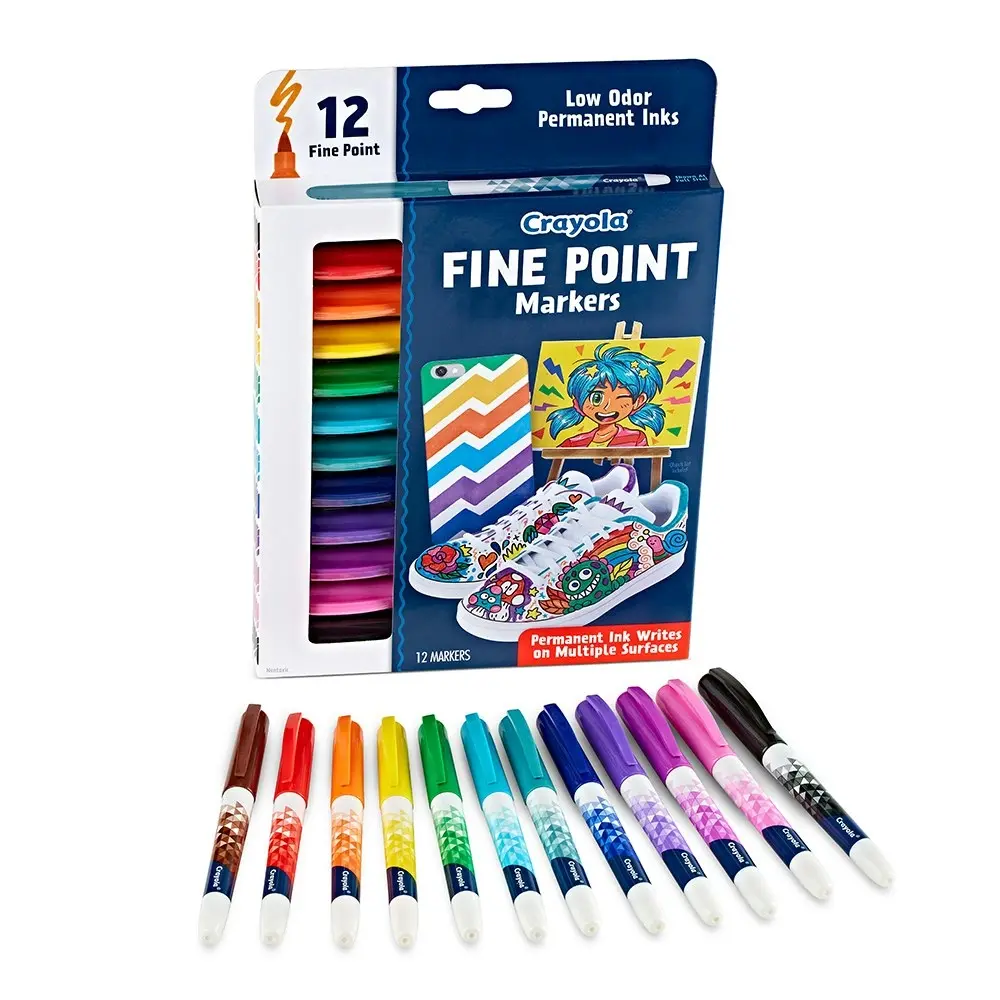 24pc Crayola Kids/Childrens Creative Permanent Fine Point Drawing Markers 96m+