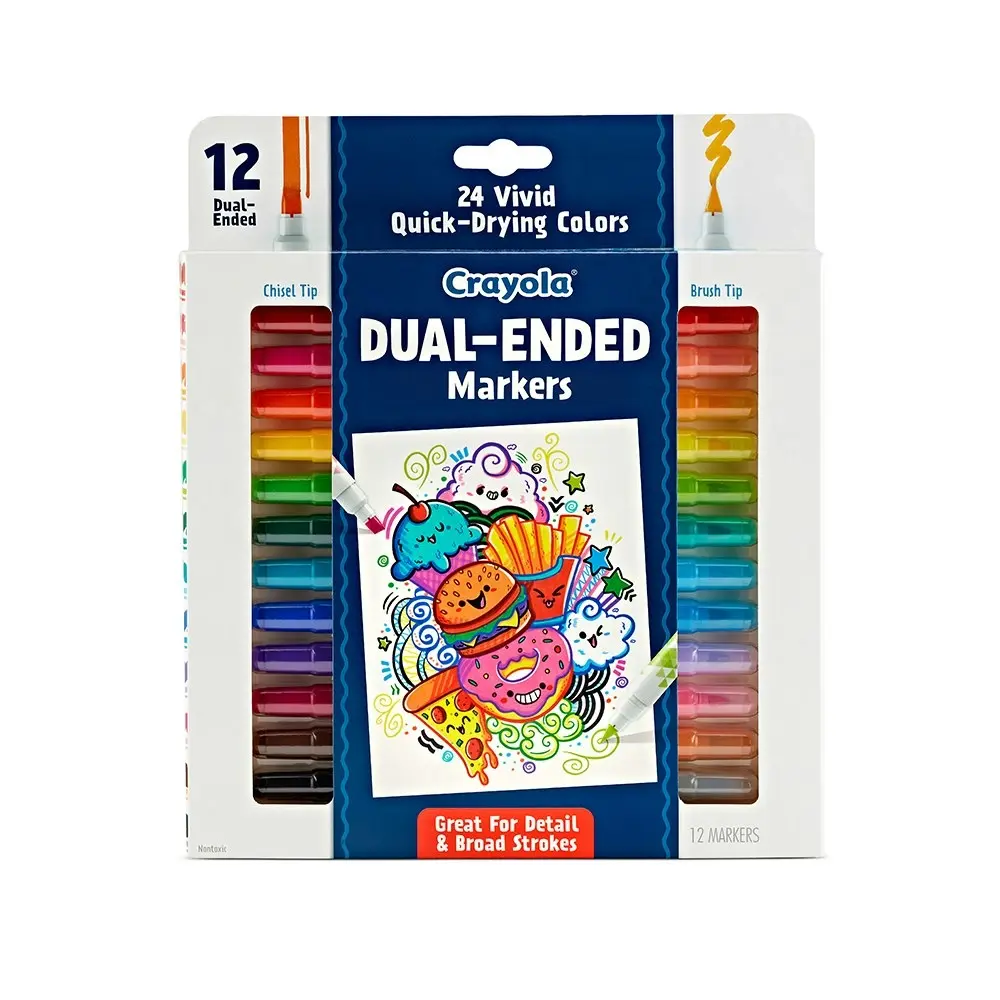 24pc Crayola Kids/Childrens Craft Creative Dual Ended Colouring Markers 96m+