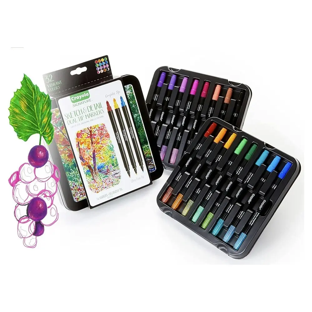 Crayola Kids/Childrens Creative Signature Sketch & Detail Colouring Markers 6y+