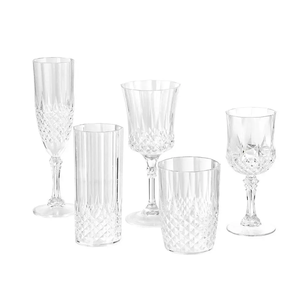 6x Lemon & Lime Crystal Deco 220ml Plastic Red Wine Glass Drinking Party Clear