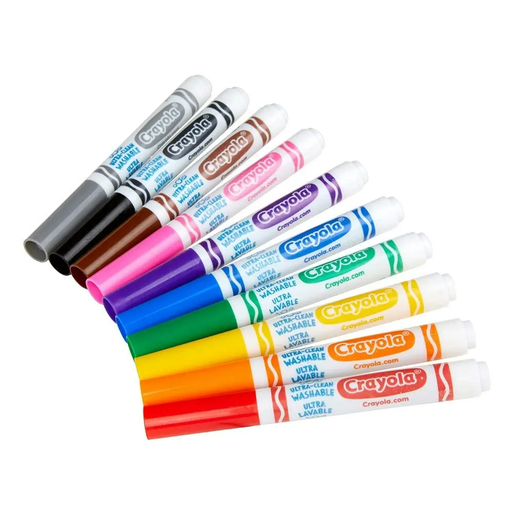 10pc Crayola Ultra Clean Classic Colours Washable Broad Line Markers For Kids 4+