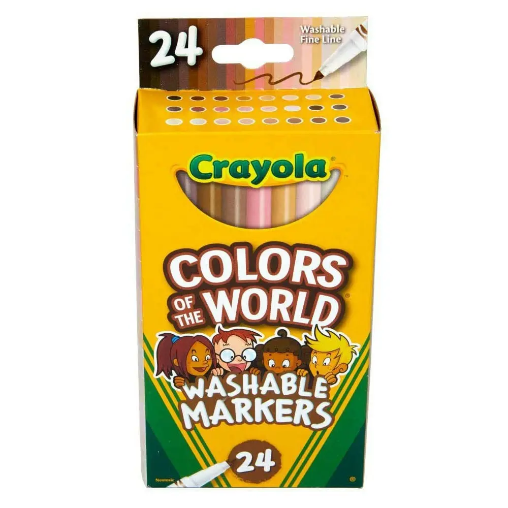 24pc Crayola Colours Of The World Fineline Nontoxic Washable Markers For Kids 3+