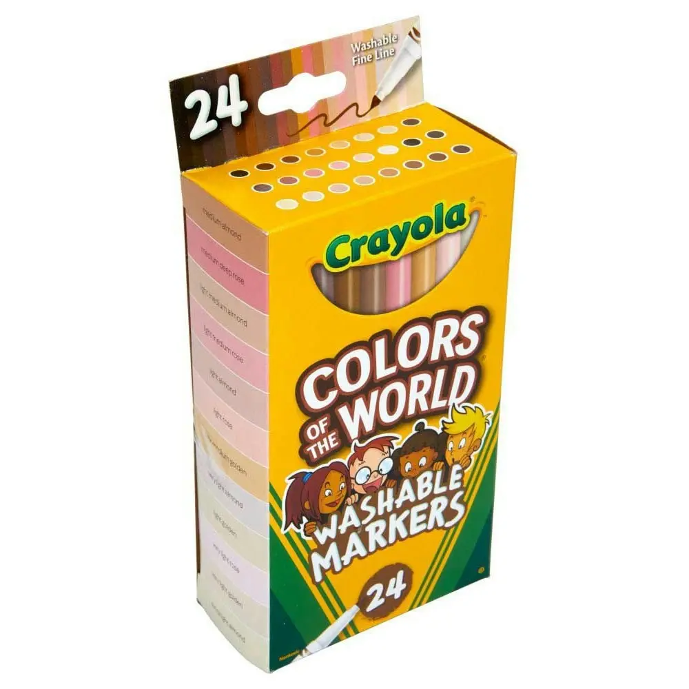 24pc Crayola Colours Of The World Fineline Nontoxic Washable Markers For Kids 3+