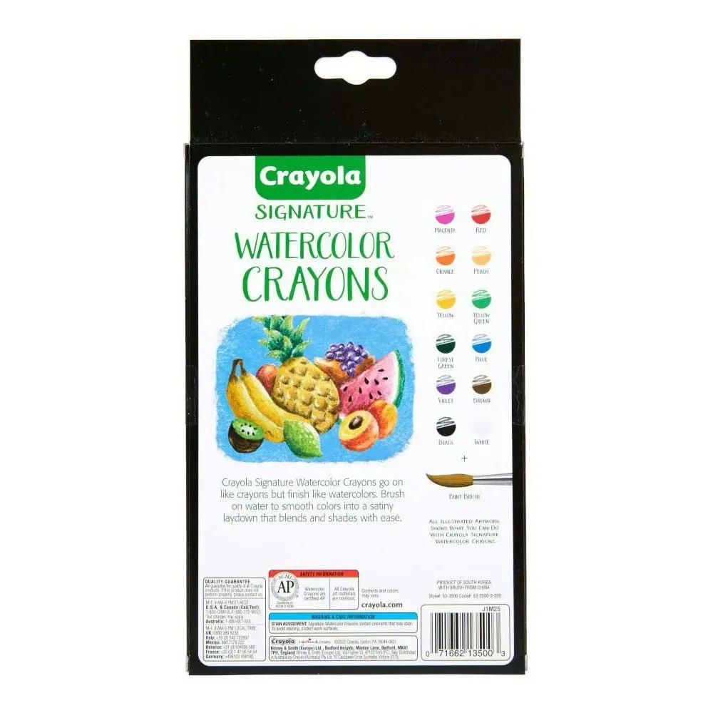 12pc Crayola Signature Non-Toxic Premium Watercolor Crayons w/ Brush For 14+