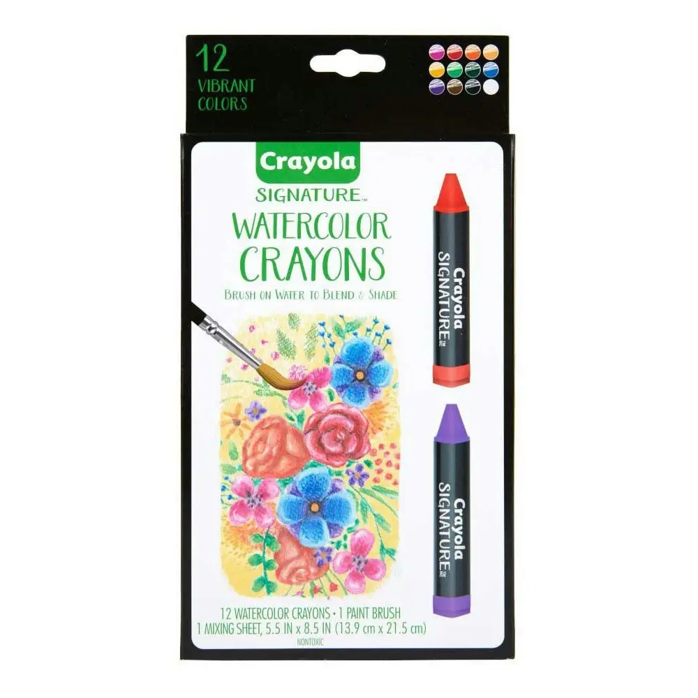 12pc Crayola Signature Non-Toxic Premium Watercolor Crayons w/ Brush For 14+