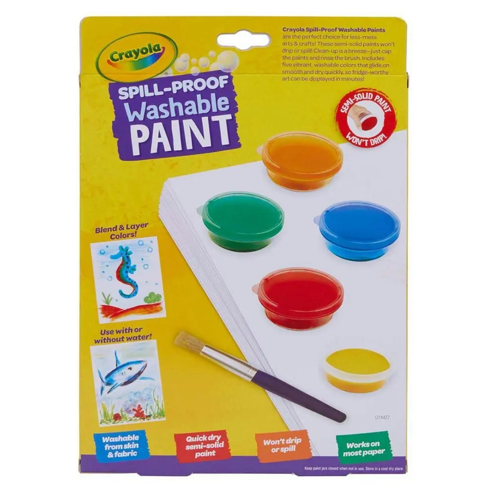 5pc Crayola Spill Proof Quick-Dry Washable Paint Kit Kids/Children Art/Craft 3y+