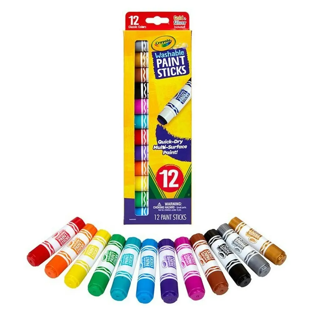 12pc Crayola Washable Paint Colour Drawing Sticks Kids/Children Art/Craft Set 6+