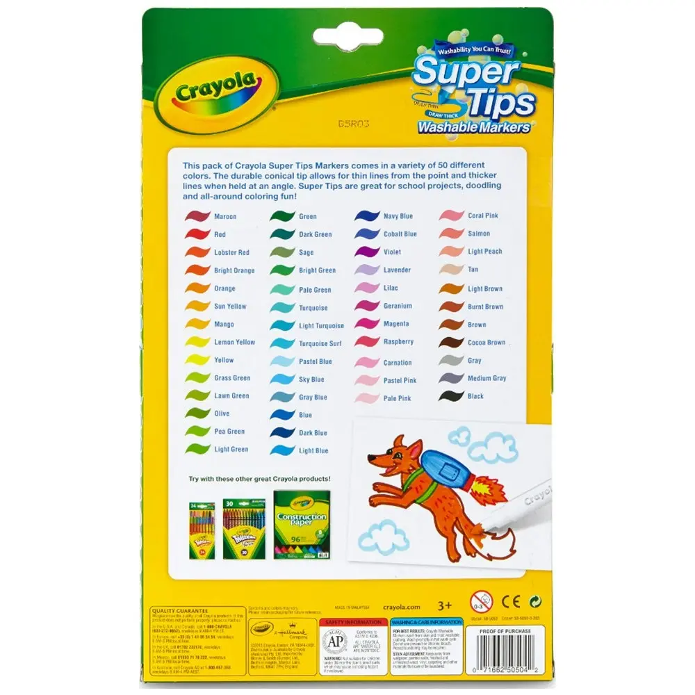 50pc Crayola Supertip Washable Markers Kids/Children Art/Craft Drawing Pens 3y+