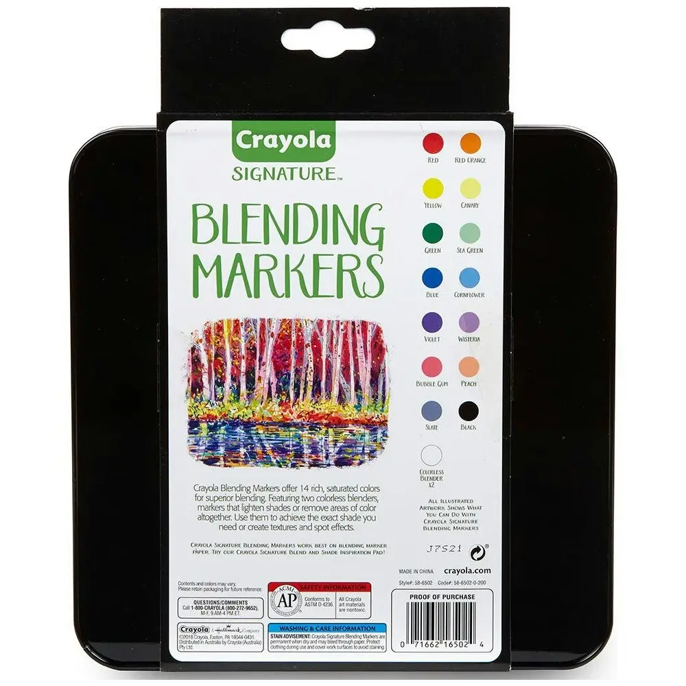 16pc Crayola Signature Blending Markers w/ Tin Art/Craft Drawing Stationery 9y+