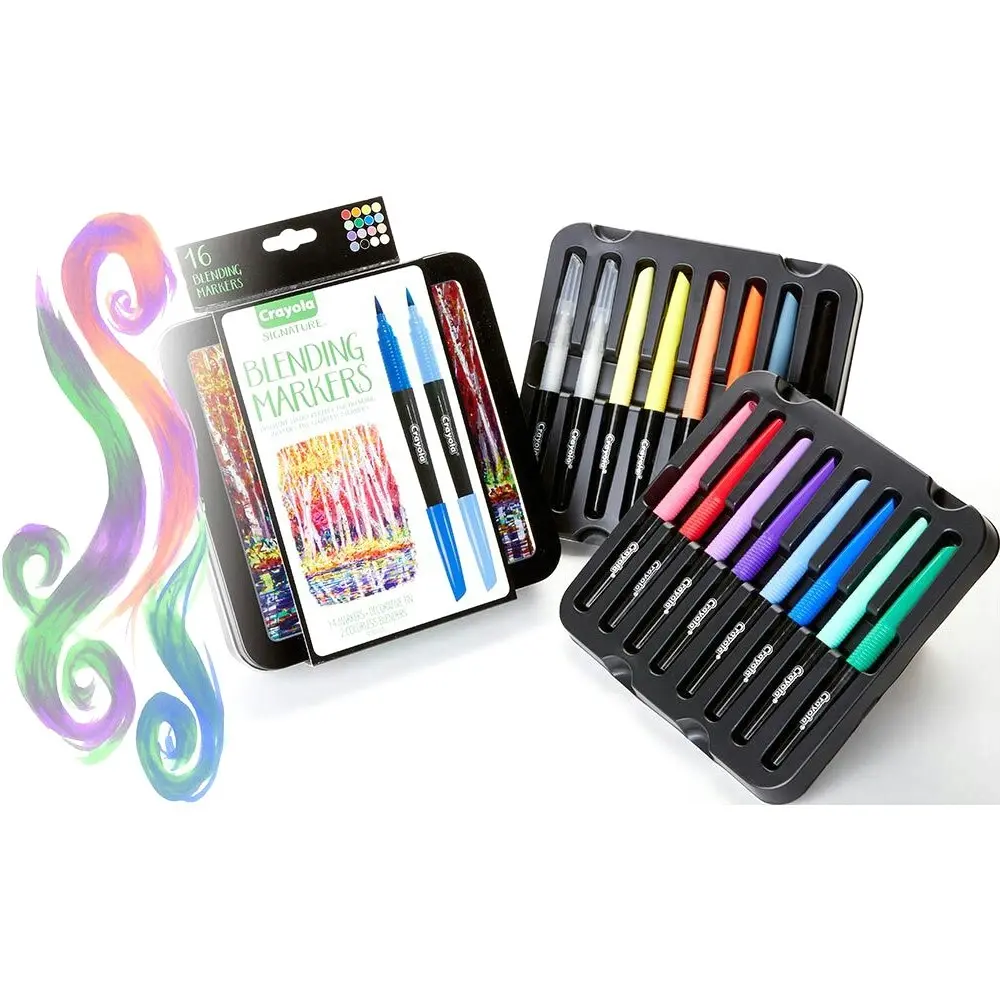 16pc Crayola Signature Blending Markers w/ Tin Art/Craft Drawing Stationery 9y+