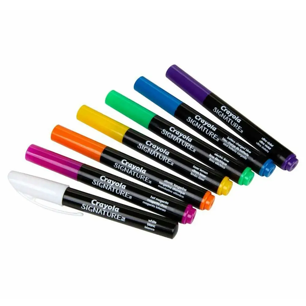 6pc Crayola Signature Neon Light Effects Drawing Marker Pens w/ White Paint Pen