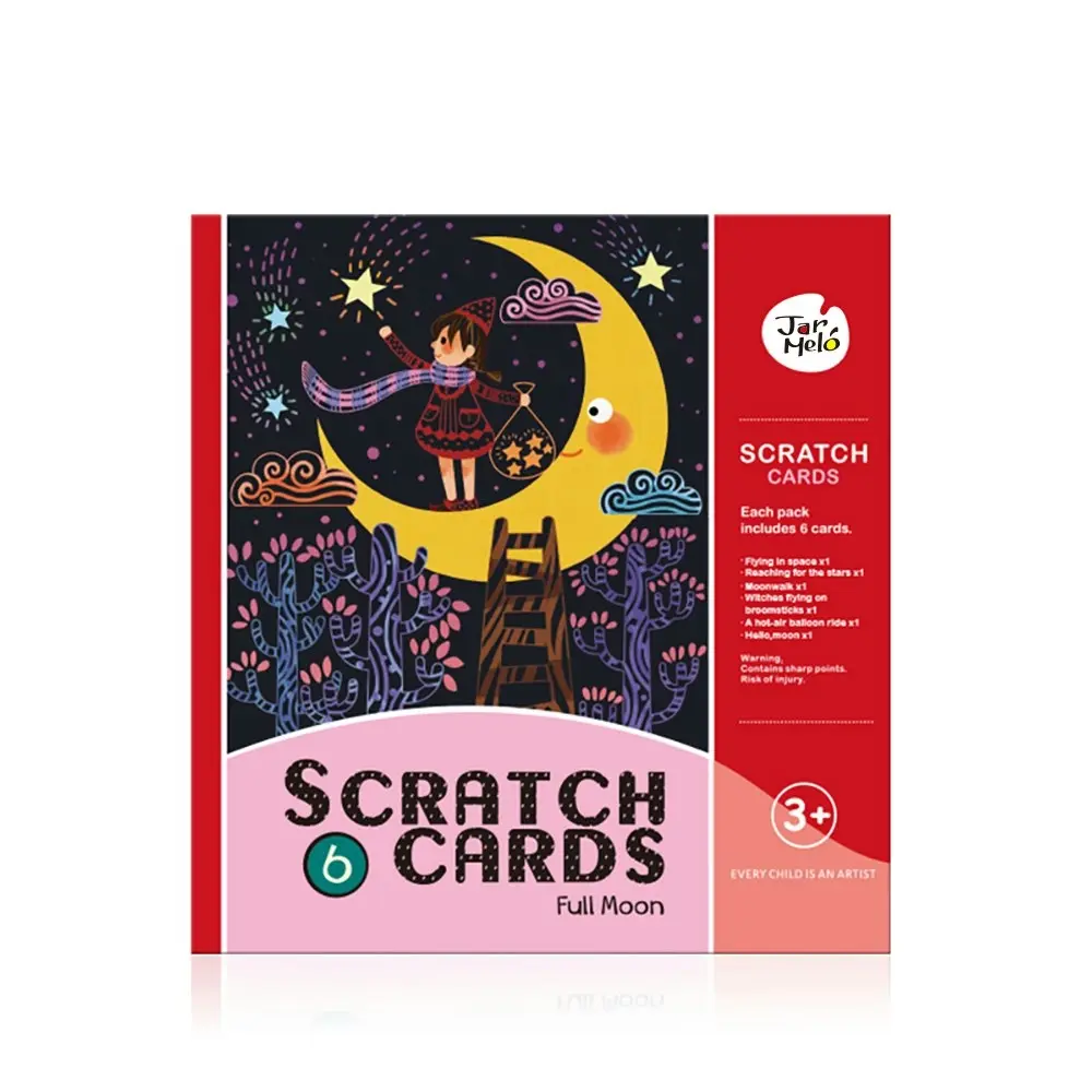 Jarmelo Scratching Drawing Creative Card Kids Play Set Full Moon w/Stylus 3+