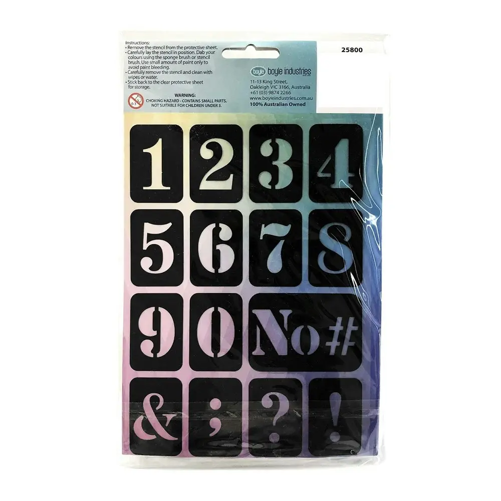 Boyle Adhesive DIY/Craft Kids Alphabet/Number Stencil Starter Brush/Sponge Kit