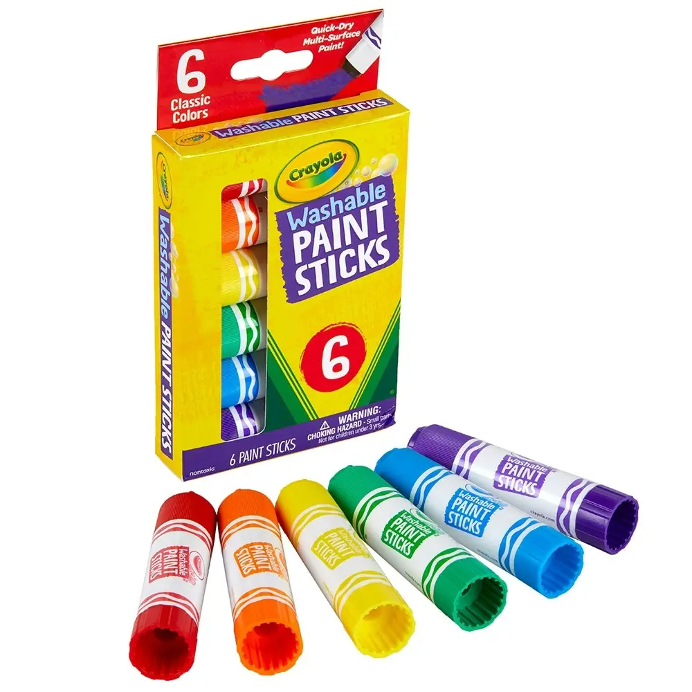 6pc Crayola Kids/Childrens Creative Art Washable Coloured Paint Pen/Sticks 36m+