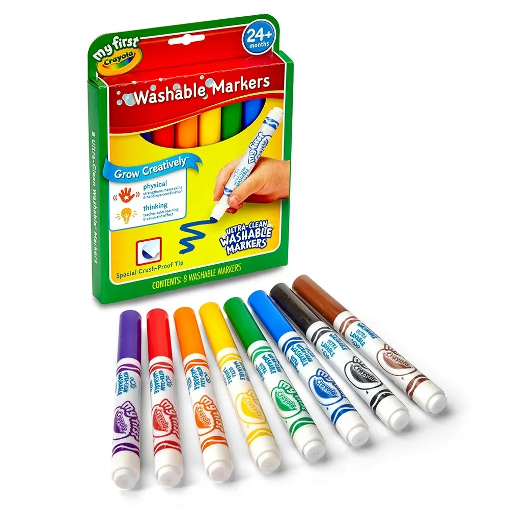 8pc Crayola Washable Kids/Childrens Art Creative My First Colouring Markers Set