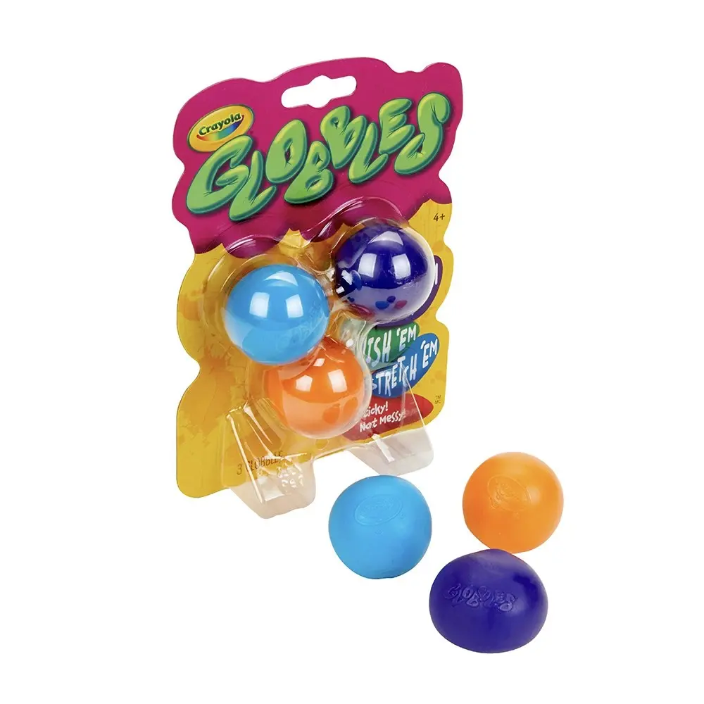 3pc Crayola Kids/Childrens Globbles Squeezy Orbs/Balls Fidget Toy Assorted 48m+