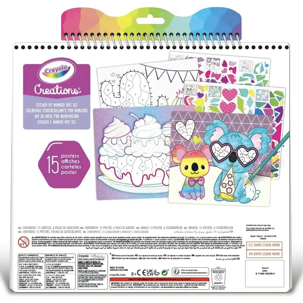 Crayola Kids/Childrens Creations Sticker by Number Art Colouring/Draw Set 96m+