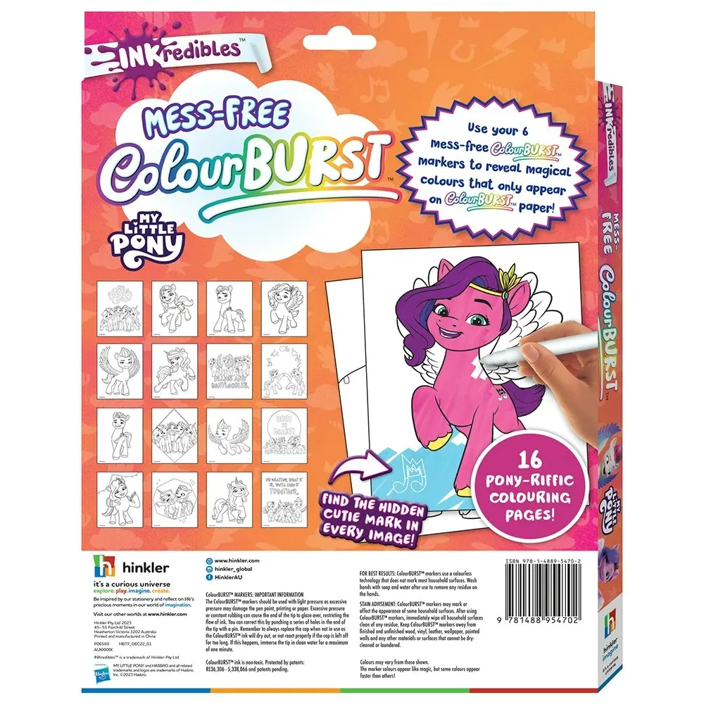 Inkredibles Colour Burst My Little Pony New Gen Colouring Kit Kids Book 3y+