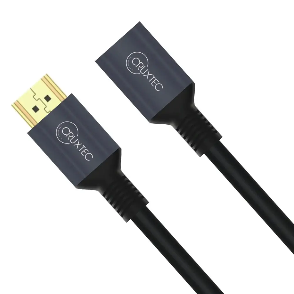 2PK Cruxtec HDMI 2.1 Extension 8K Resolution 60Hz Cable 50cm Male to Female BLK