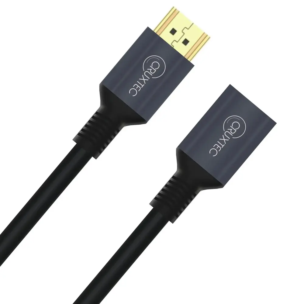 2PK Cruxtec HDMI 2.1 Extension 8K Resolution 60Hz Cable 50cm Male to Female BLK