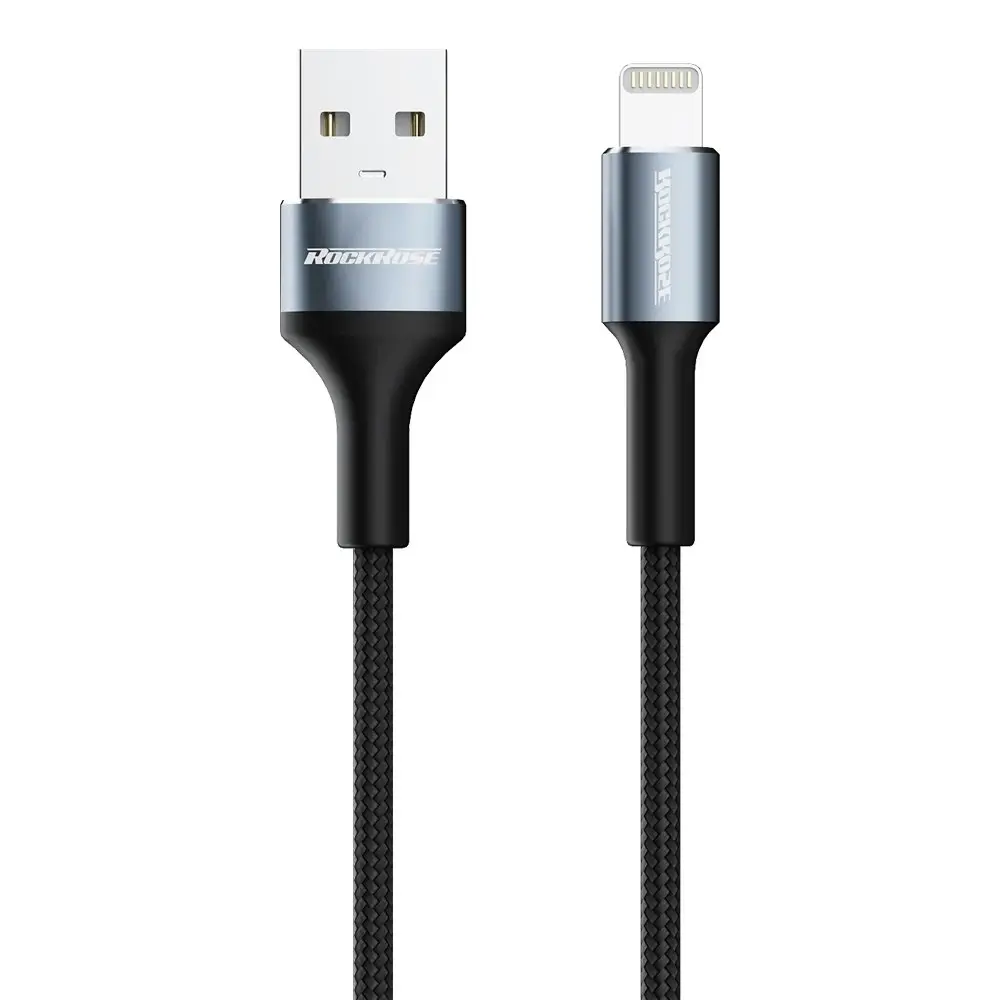 2PK RockRose Aspire AL 2.4A 1m USB-A Charging Cable/Sync Cable For Apple iPhone