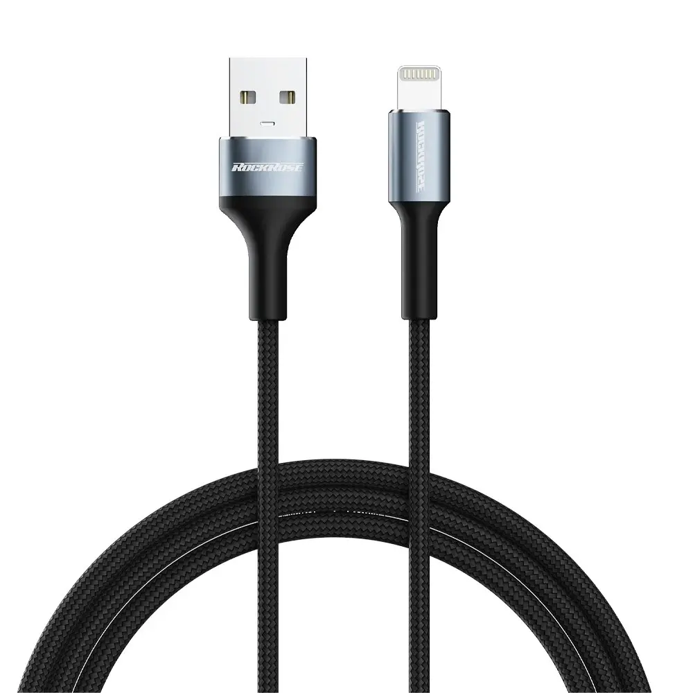 2PK RockRose Aspire AL 2.4A 1m USB-A Charging Cable/Sync Cable For Apple iPhone