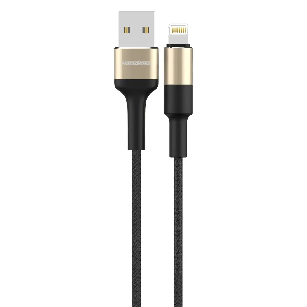 2PK RockRose Acacia AL 1m 2.4A Nylon USB-A Charging Cable For Apple iPhone