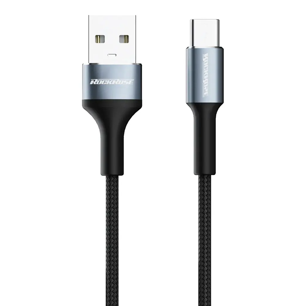 2PK RockRose Aspire AM 2.4A 1m USB-A to USB-C Phone Charging/PC Data Sync Cable