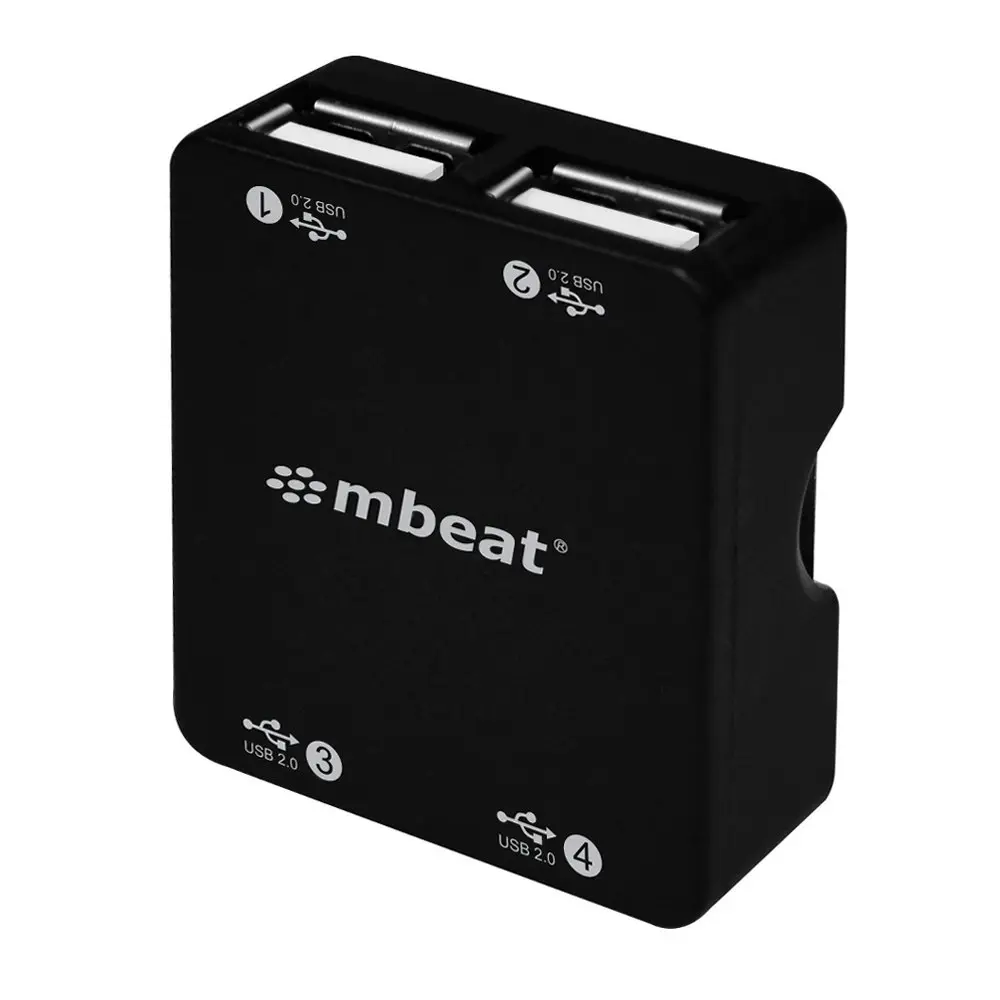 mBeat Portable Super Mini 4 Port USB 2.0 Hub w/Tuck-Away Cable Design For PC/Mac