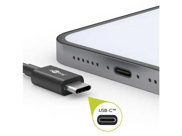 2x Goobay Charging & Sync 1m Retractable USB-A to USB-C Cable For Smartphone BLK