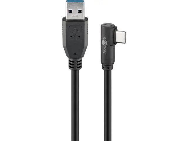 2x Goobay 50cm USB-C to USB A 3.0 Cable Connector 90-Degree For Smartphone Black