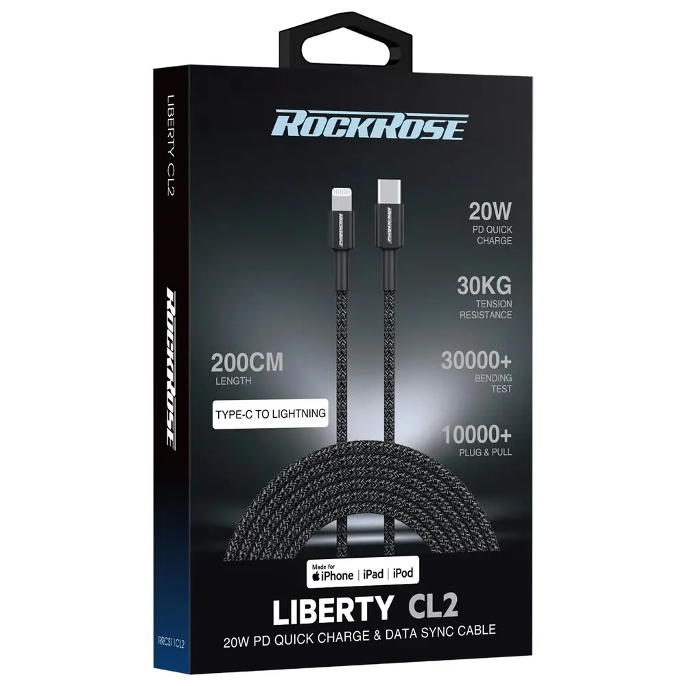 RockRose Liberty CL 2m 20W USB-C to Lightning MFI-Certified Cable For Apple