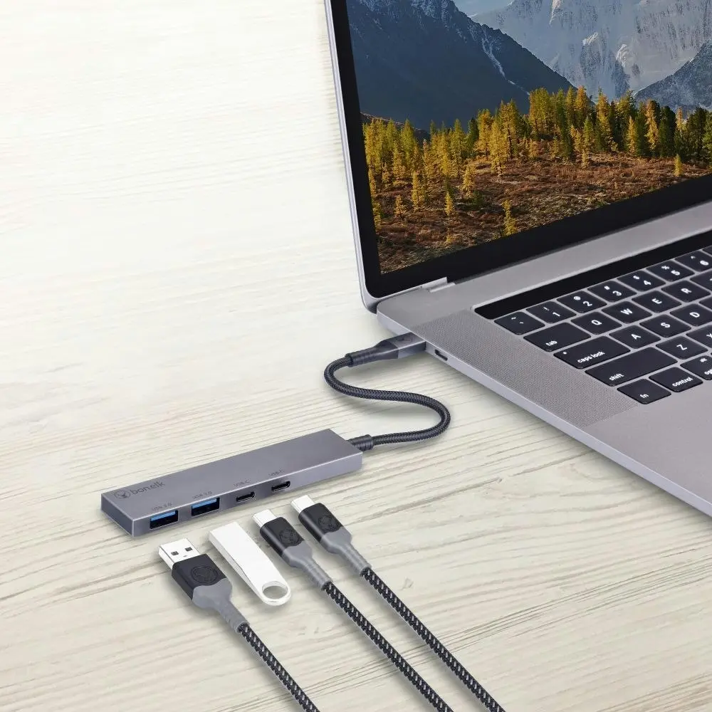 Bonelk Long-Life USB-C 4in1 Multiport Slim Hub Adapter For PC/Laptop Space Grey