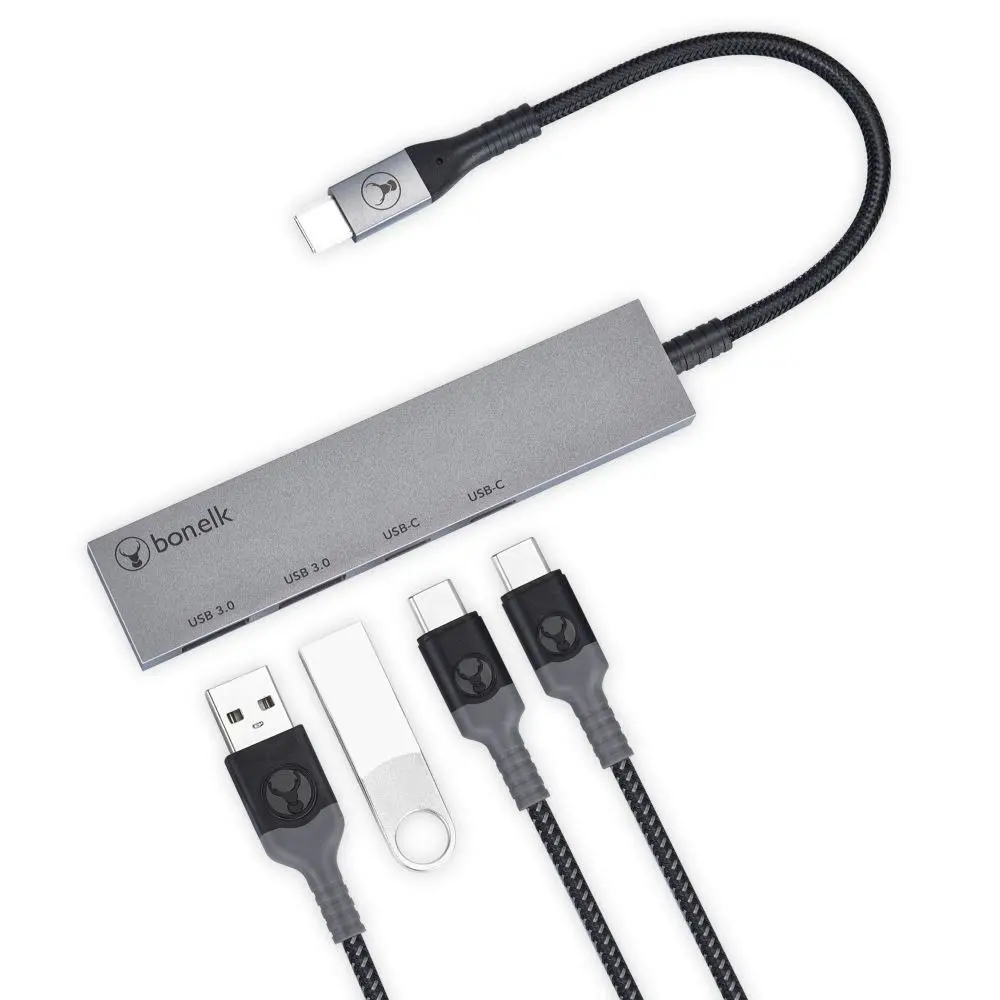 Bonelk Long-Life USB-C 4in1 Multiport Slim Hub Adapter For PC/Laptop Space Grey