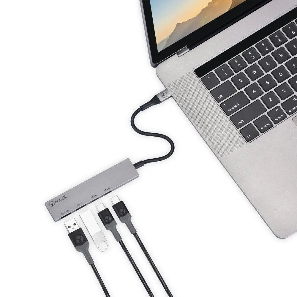 Bonelk Long-Life USB-C 4in1 Multiport Slim Hub Adapter For PC/Laptop Space Grey