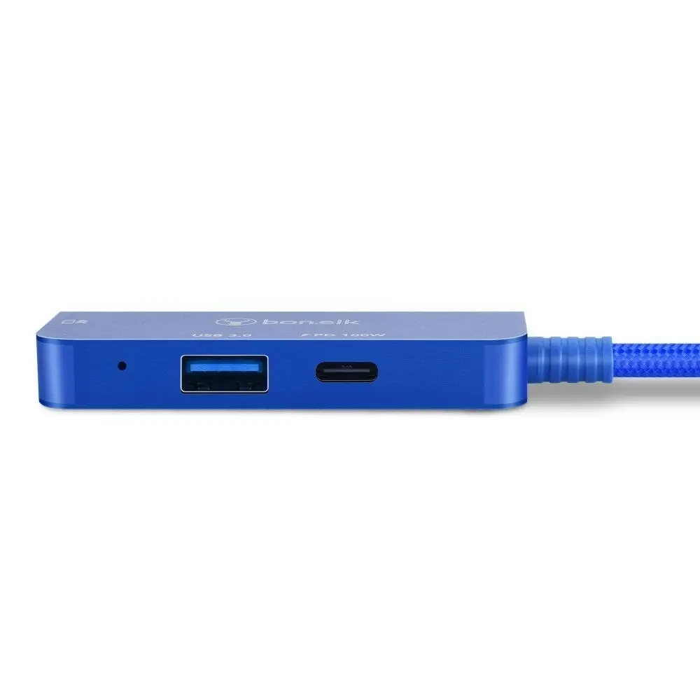 Bonelk Long-Life 3in1 USB-C M to F HDMI/USB MultiPort Hub For PC/Laptop Blue