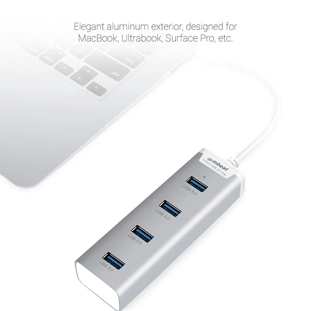 mBeat Stick 4 Port USB 3.0 Compact Aluminium Hub for PC Macbook Laptop Data Sync