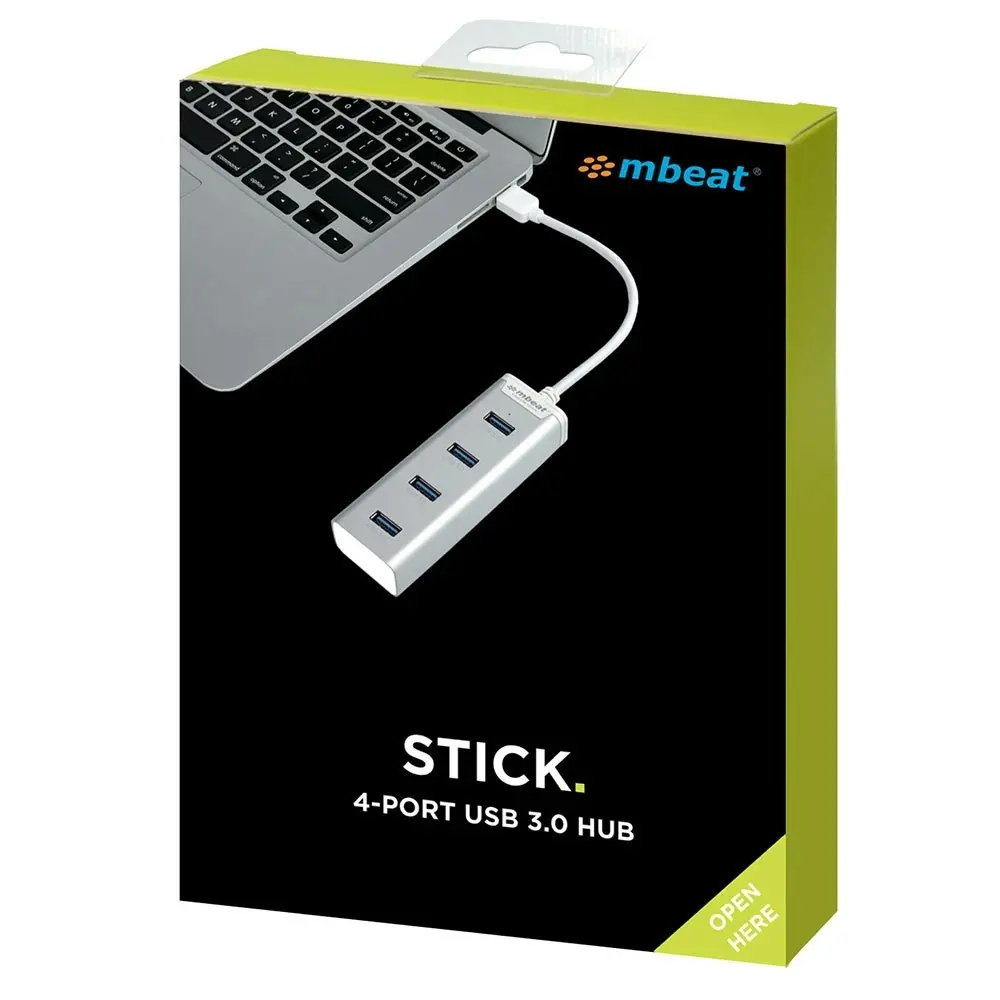 mBeat Stick 4 Port USB 3.0 Compact Aluminium Hub for PC Macbook Laptop Data Sync