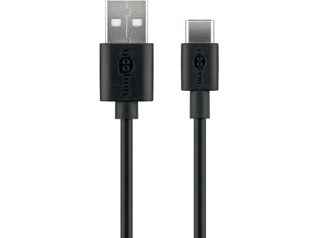 2x Goobay 10cm USB-A to USB-C 2.0 Cable Connector Cord For Laptop/Computer Black