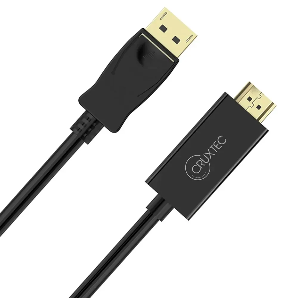 Cruxtec Displayport Male to HDMI 2.0 Male PVC Cable 3m Digital 4K 30Hz Black