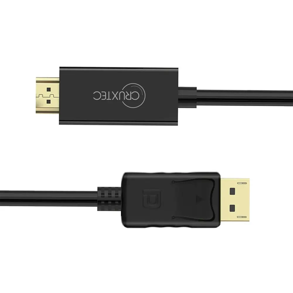 Cruxtec Displayport Male to HDMI 2.0 Male PVC Cable 1m Digital 4K 30Hz Black