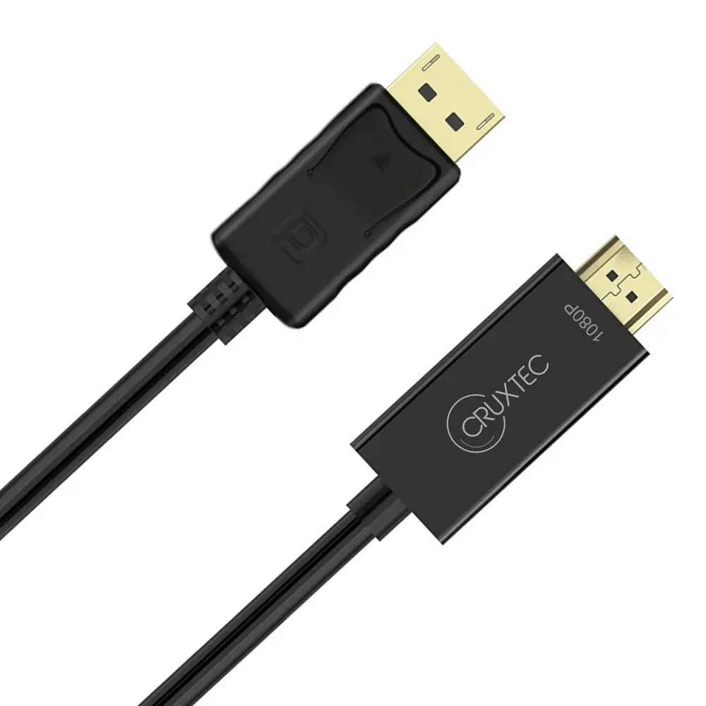 Cruxtec Displayport Male to HDMI 2.0 Male PVC Cable 2m Digital 4K 30Hz Black