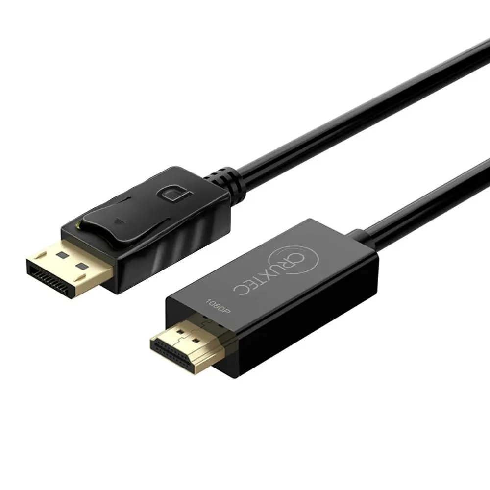 Cruxtec Displayport Male to HDMI 2.0 Male PVC Cable 2m Digital 4K 30Hz Black